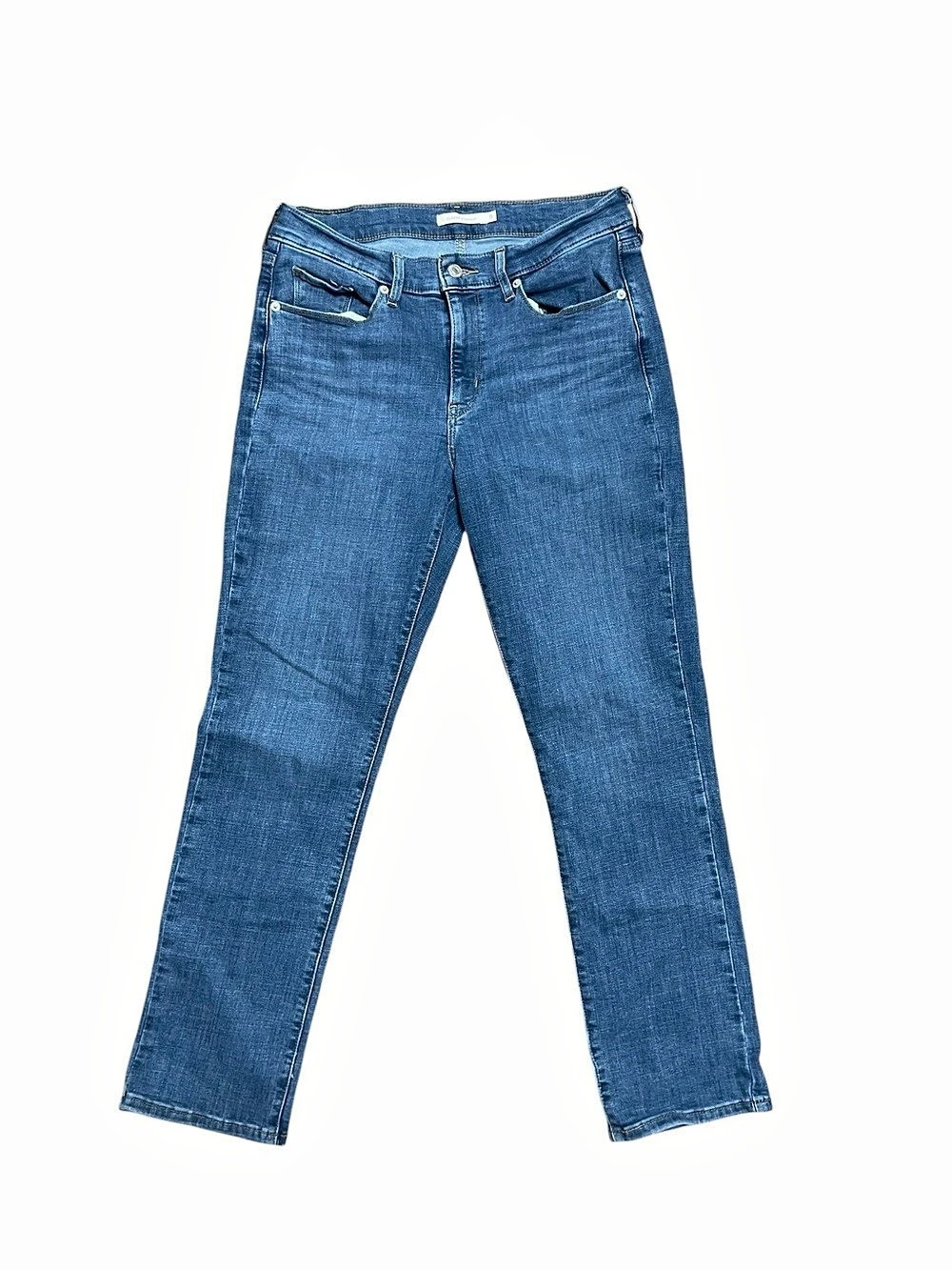 Levi's Classic Straight Leg Medium Wash Stretch Denim Jeans Blue Size 8